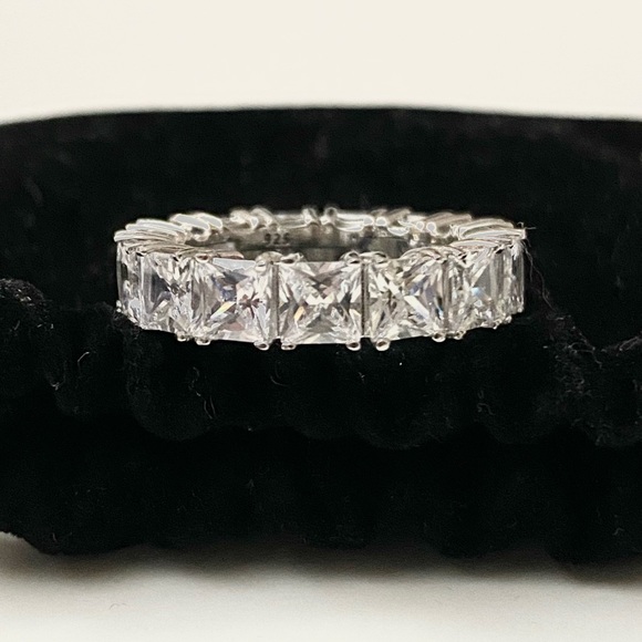 Sterling Silver 925 Princess Cut Eternity Ring - Picture 1 of 4